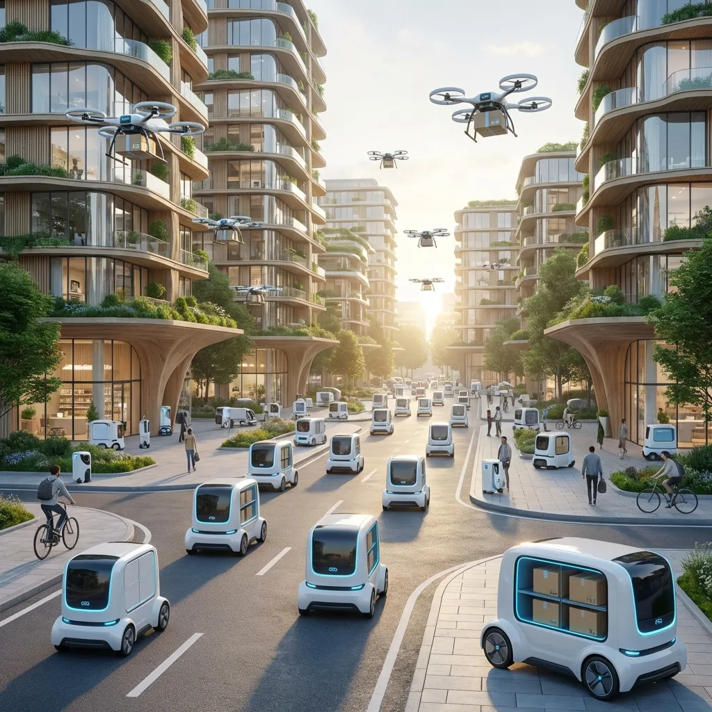 Флот автономных дронов доставки