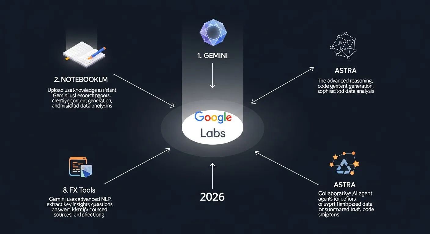Карта экосистемы Google Labs и связей между проектами