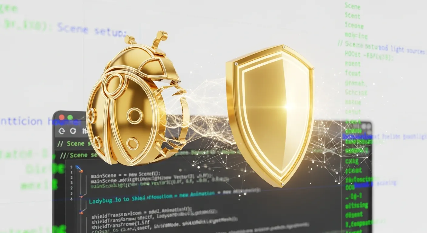 Логотип Ladybird Browser в виде божьей коровки на щите