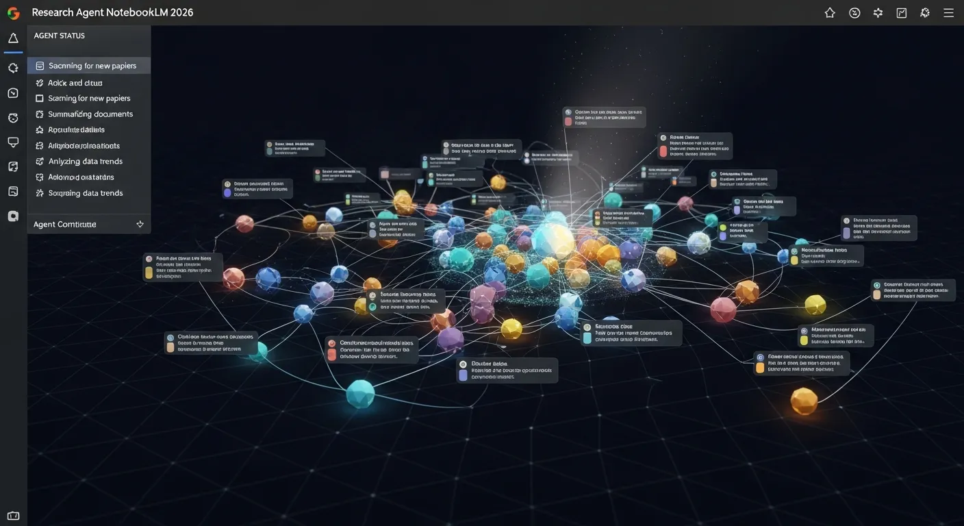 Интерфейс Google NotebookLM 2026 с 3D картой знаний