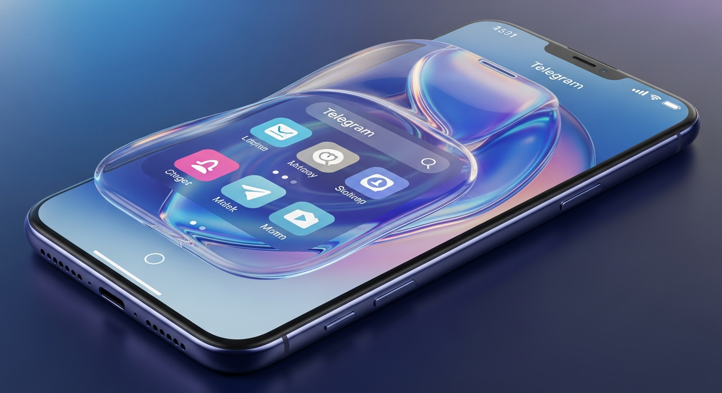 Telegram Liquid Glass интерфейс 2026